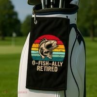 Ofishally Retired Retirement Fishing Golf Towel thumb 2