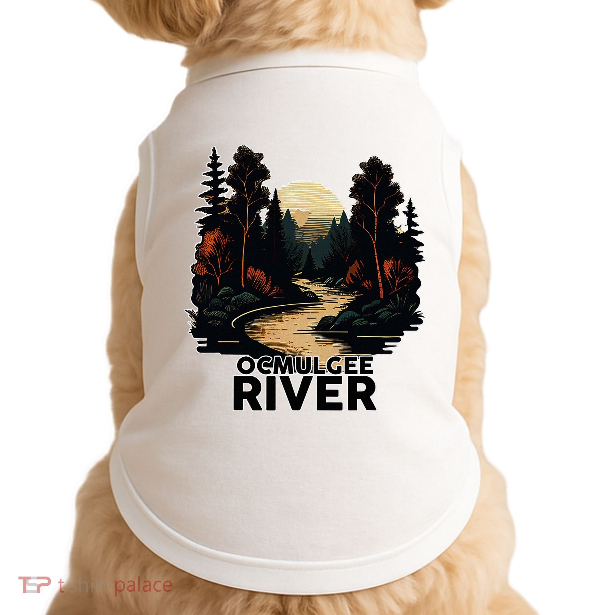 Ocmulgee River Retro Minimalist River Ocmulgee Doggie Tank
