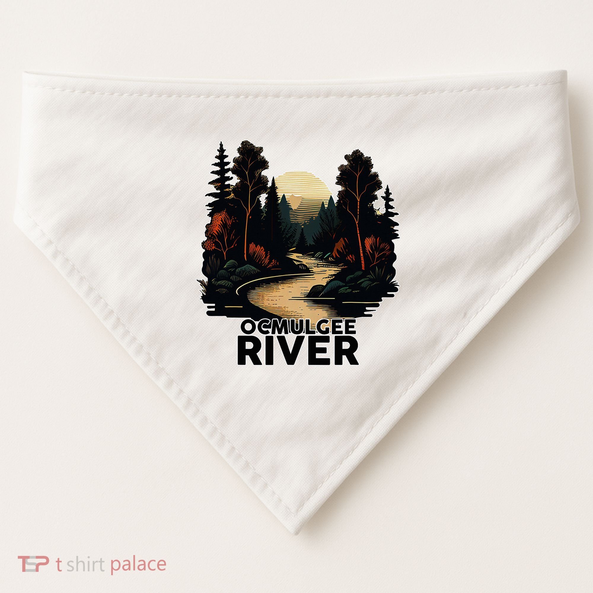 Ocmulgee River Retro Minimalist River Ocmulgee USA-Made Doggie Bandana