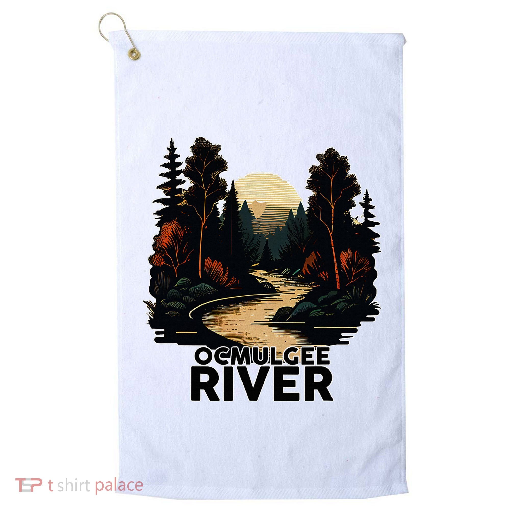 Ocmulgee River Retro Minimalist River Ocmulgee Golf Towel