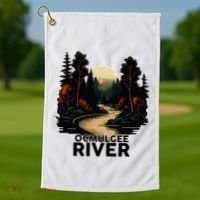 Ocmulgee River Retro Minimalist River Ocmulgee Golf Towel thumb 1