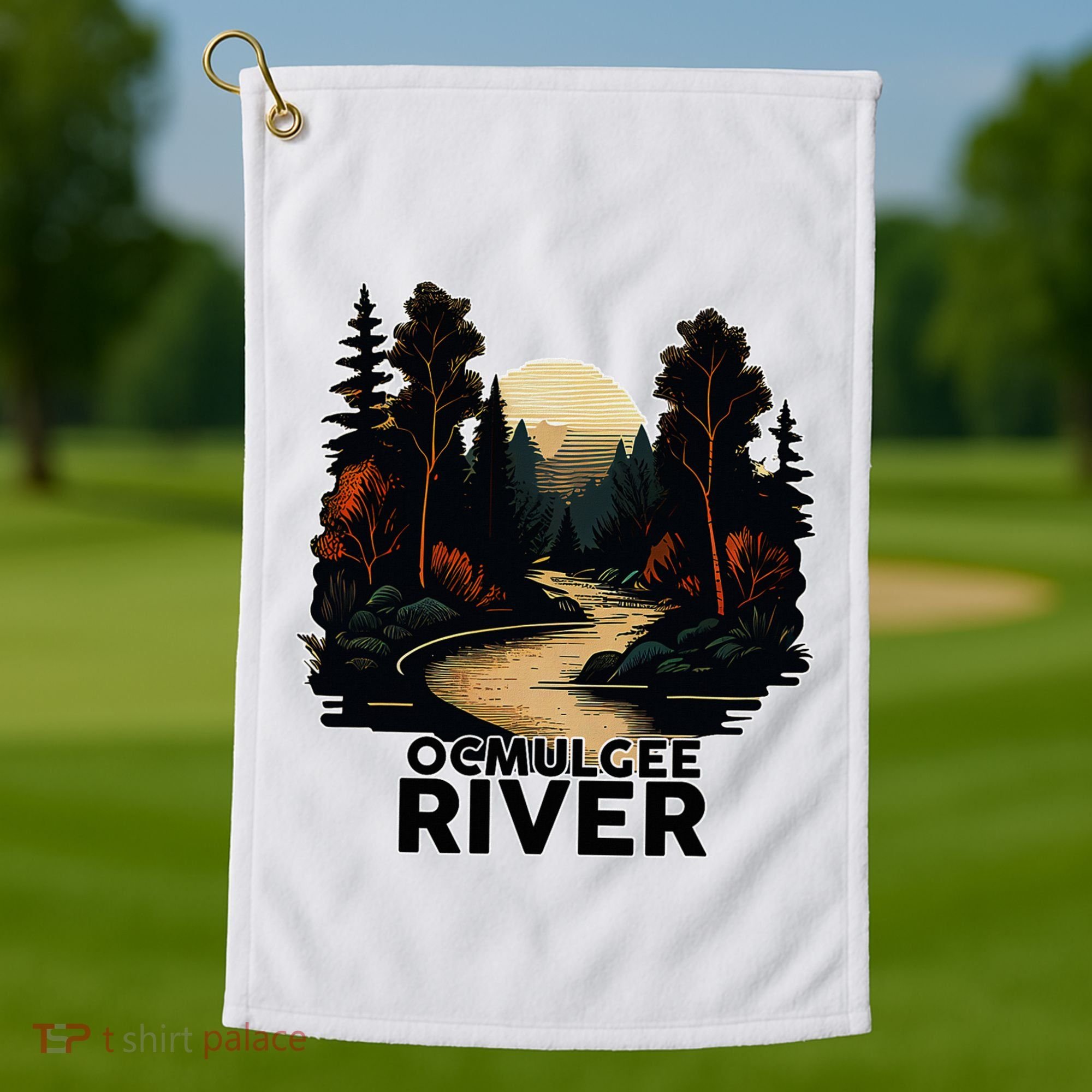 Ocmulgee River Retro Minimalist River Ocmulgee Golf Towel