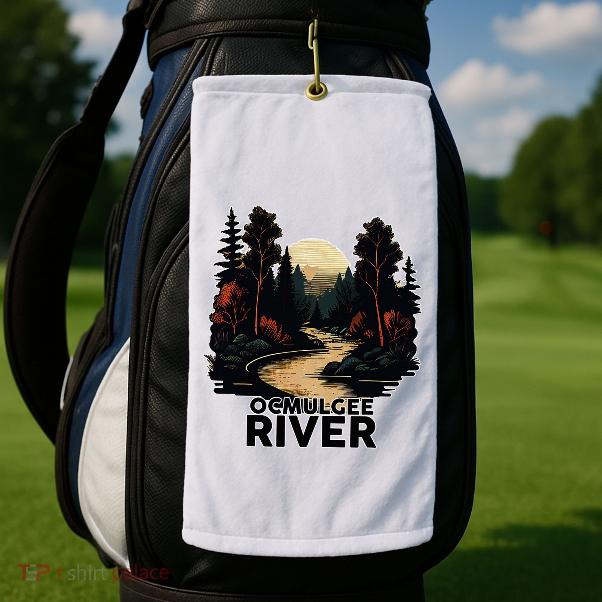 Ocmulgee River Retro Minimalist River Ocmulgee Golf Towel