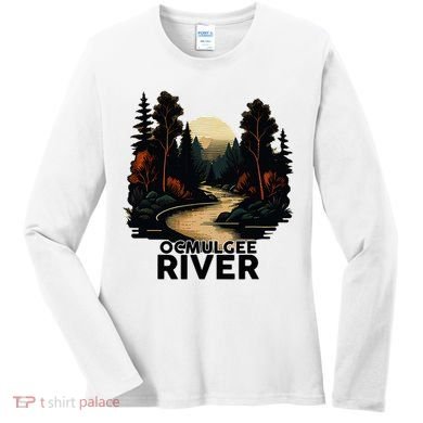 Ocmulgee River Retro Minimalist River Ocmulgee Women's Long Sleeve Shirt