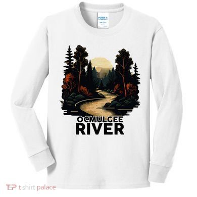 Ocmulgee River Retro Minimalist River Ocmulgee Kids Long Sleeve Shirt
