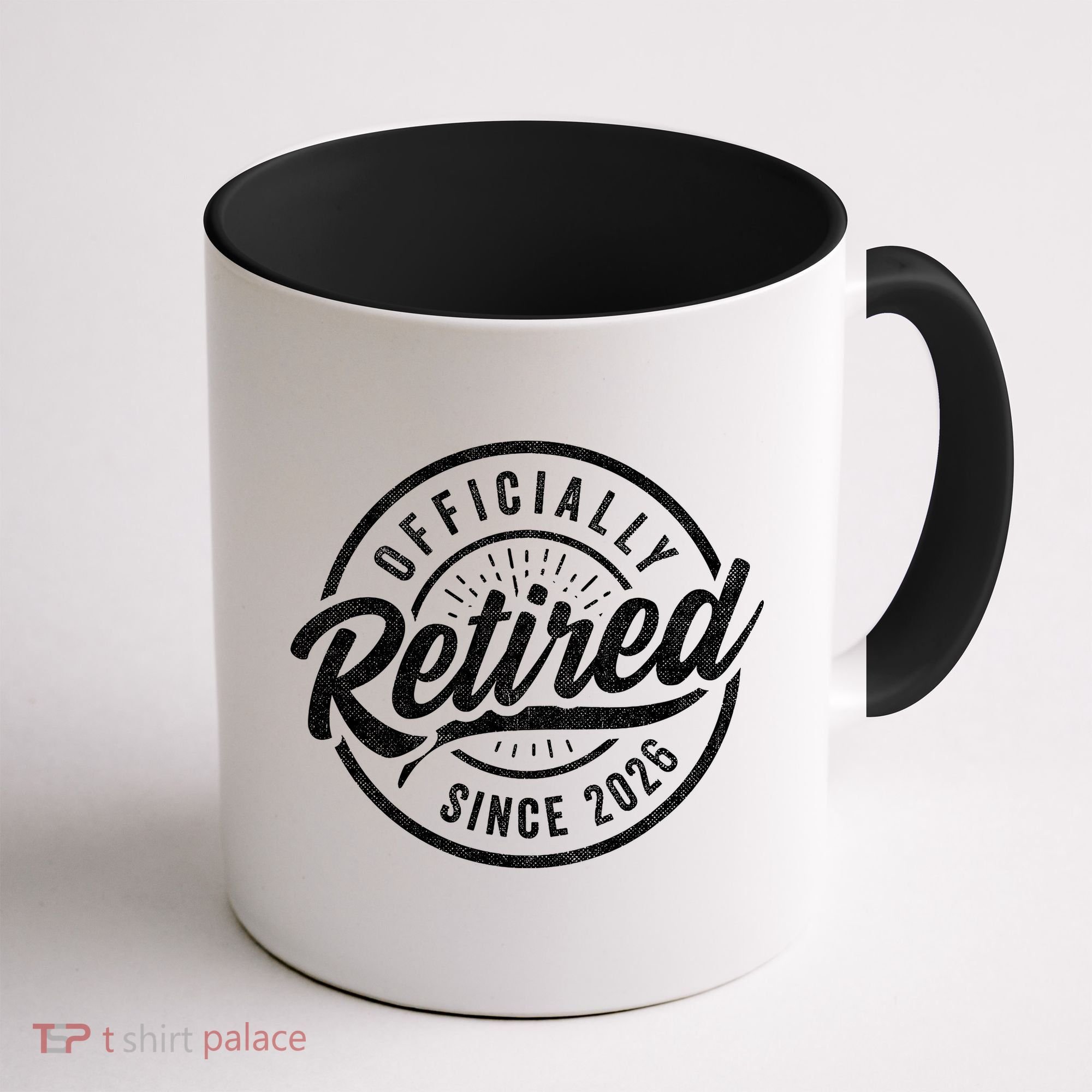 Officially Retired Since 2026 Distressed Emblem Coffee Mug