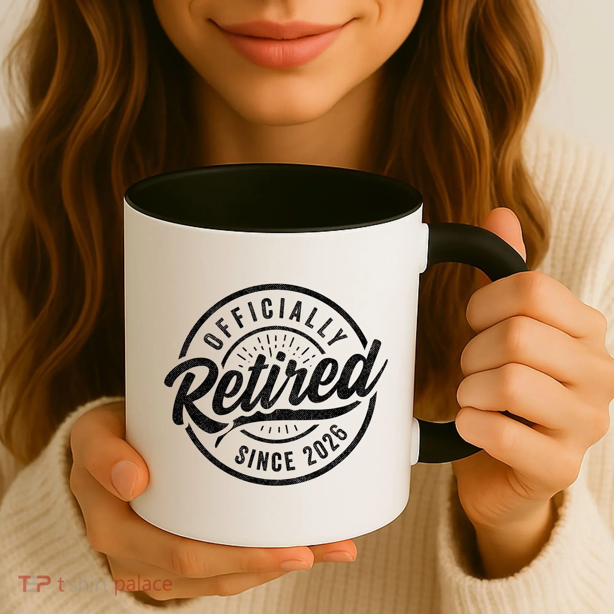 Officially Retired Since 2026 Distressed Emblem Coffee Mug