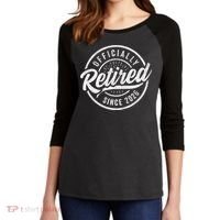 Officially Retired Since 2026 Distressed Emblem Women's Tri-Blend 3/4-Sleeve Raglan Shirt thumb 2
