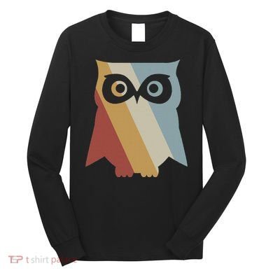 Owl Retro Style Vintage Long Sleeve Shirt