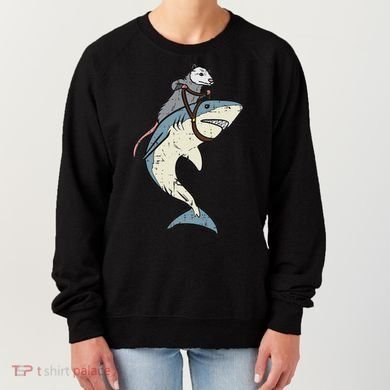 Opossum Riding Shark Fun Possum Women's Sweatshirt