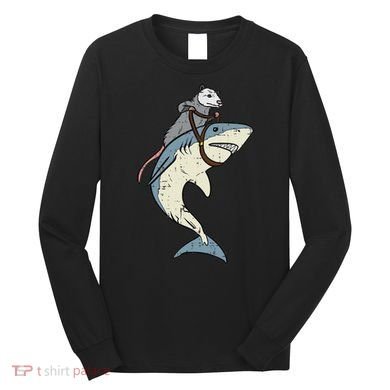 Opossum Riding Shark Fun Possum Long Sleeve Shirt