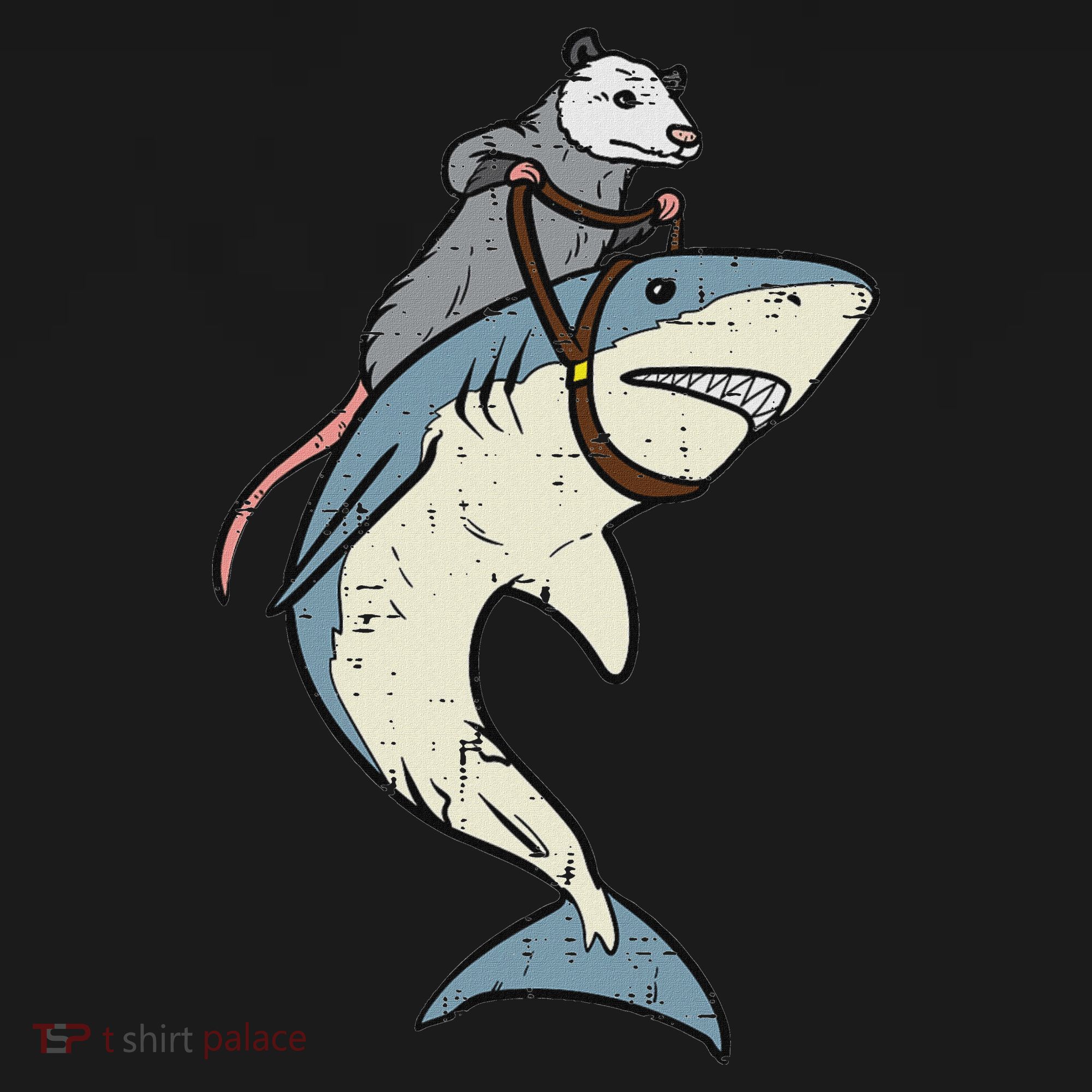 Opossum Riding Shark Fun Possum Apron