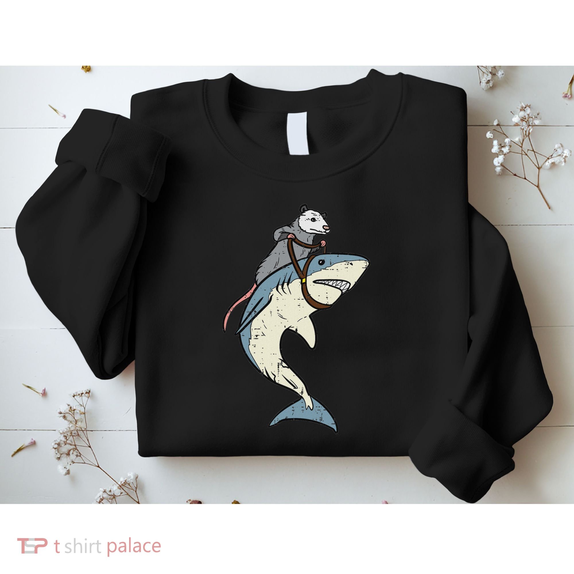 Opossum Riding Shark Fun Possum Sweatshirt
