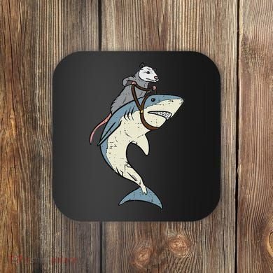 Opossum Riding Shark Fun Possum Coaster