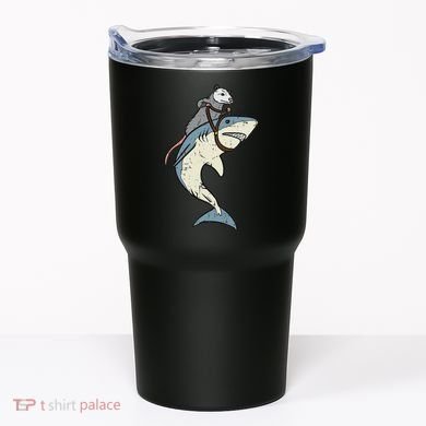 Opossum Riding Shark Fun Possum Tumbler