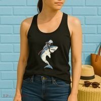 Opossum Riding Shark Fun Possum Women's Tank Top thumb 2