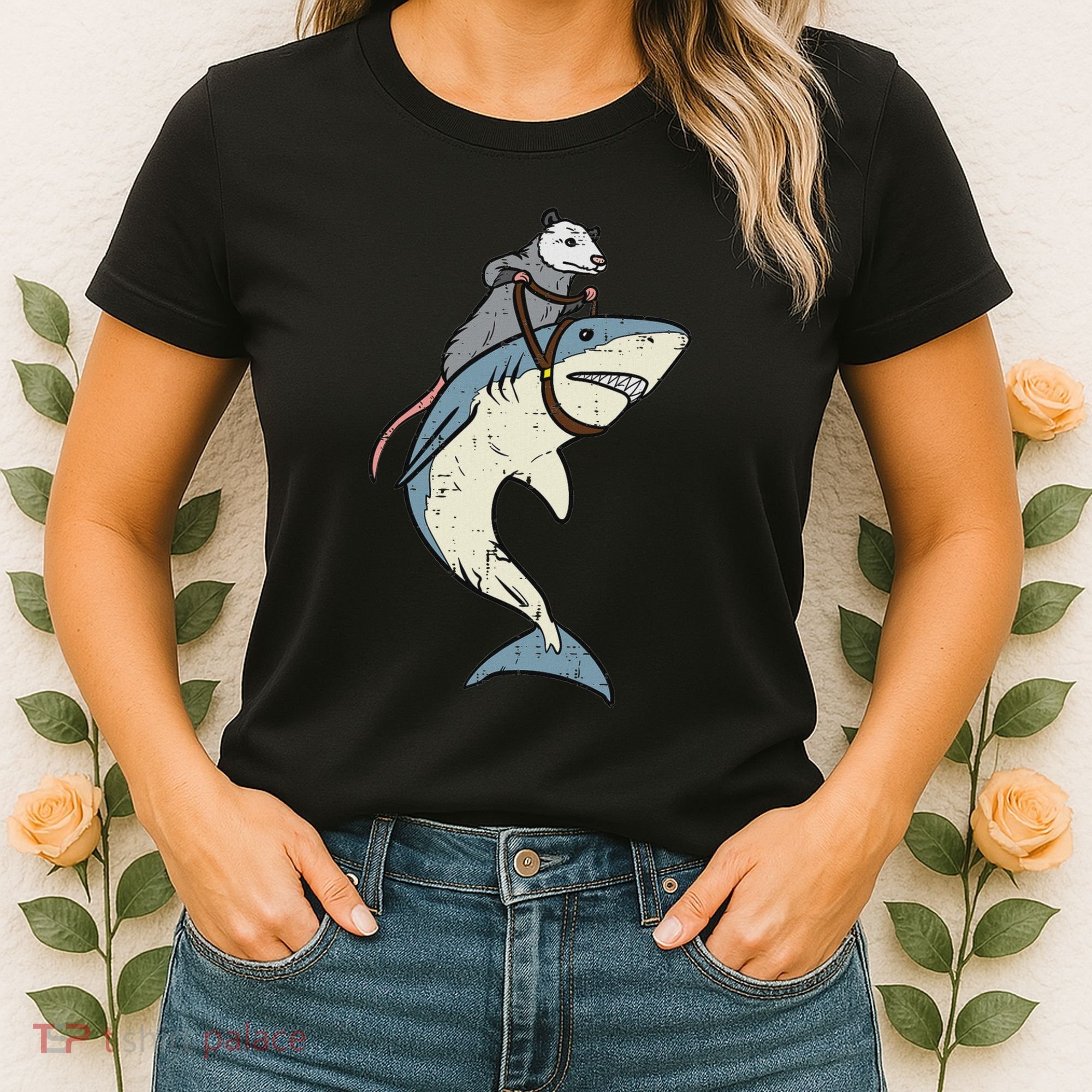 Opossum Riding Shark Fun Possum Women's T-Shirt