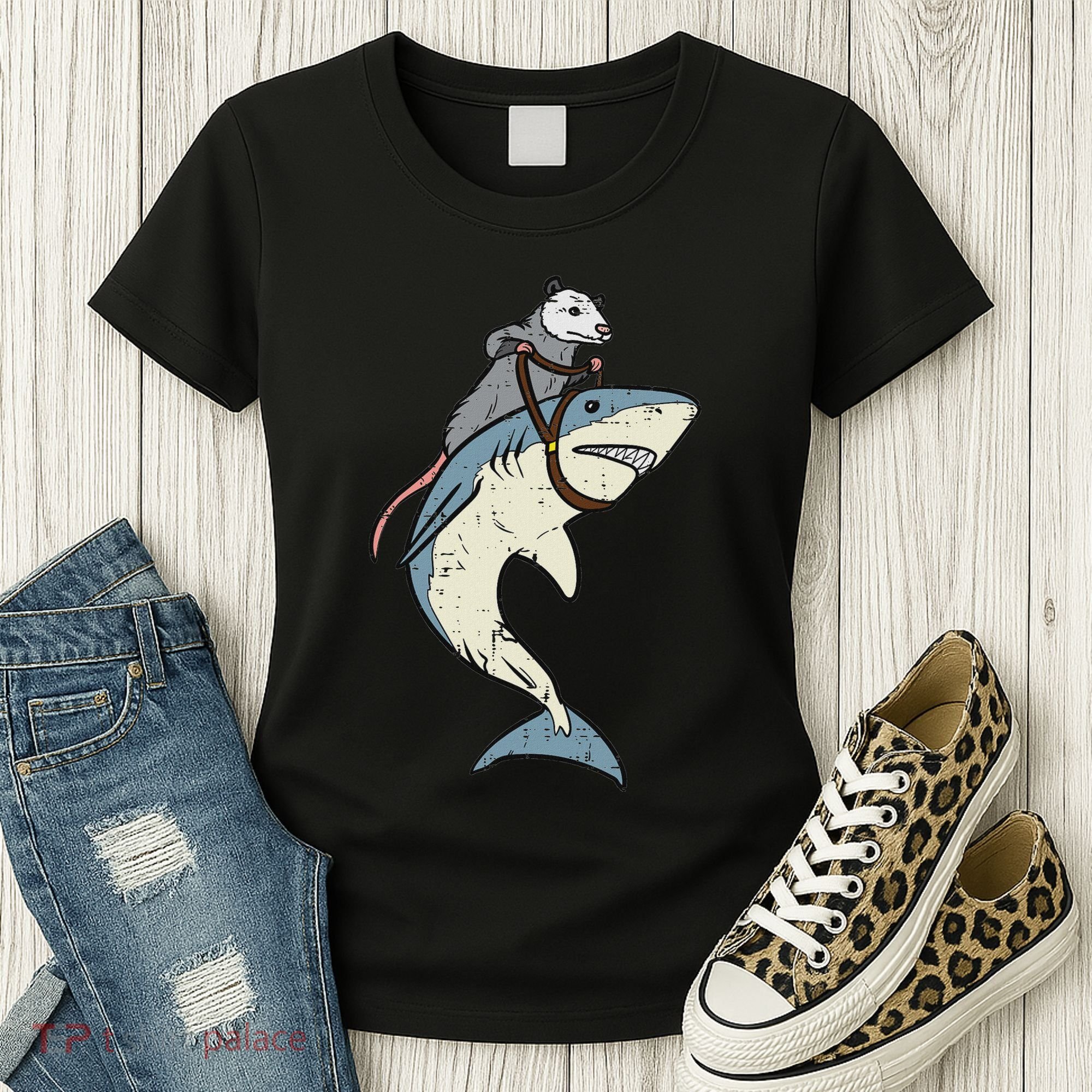 Opossum Riding Shark Fun Possum Women's T-Shirt