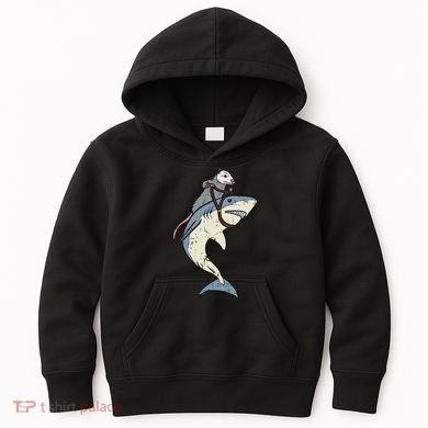 Opossum Riding Shark Fun Possum Kids Hoodie