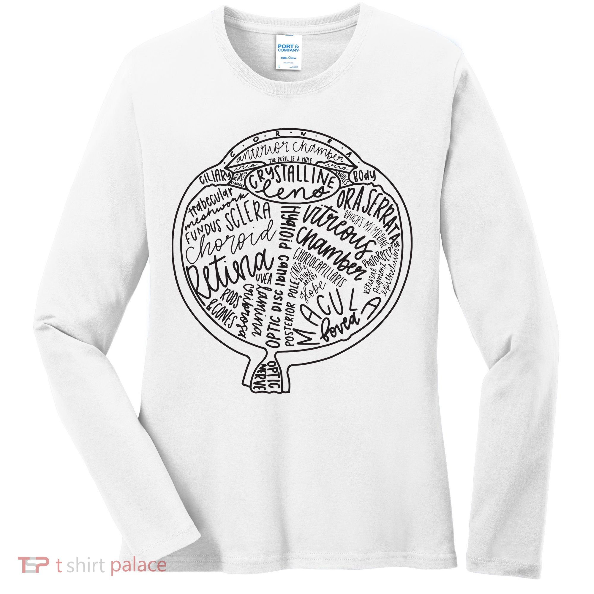 Optometrist Retina Tech Eyeball Anatomy Optician Eye Doctor Women's Long Sleeve Shirt