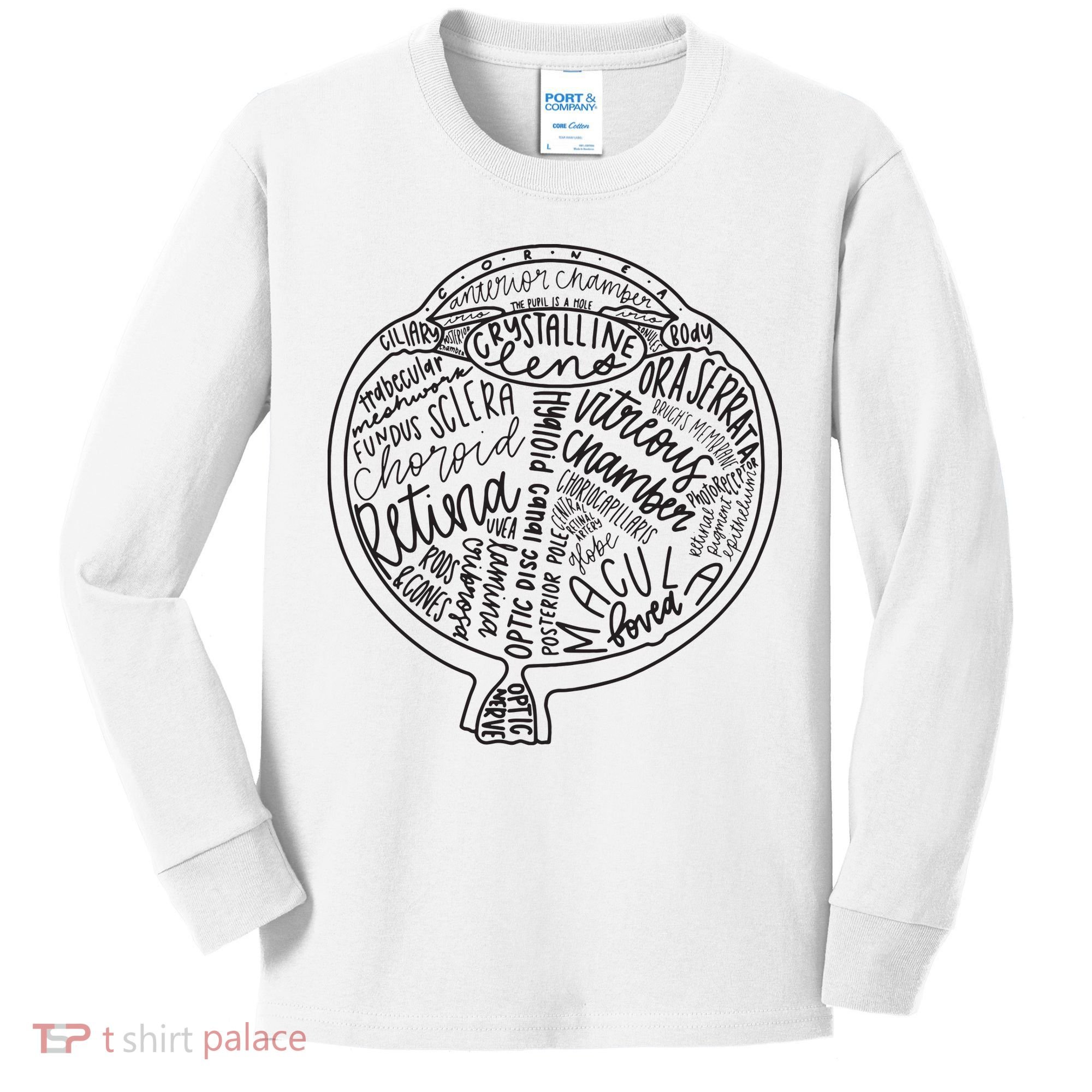 Optometrist Retina Tech Eyeball Anatomy Optician Eye Doctor Kids Long Sleeve Shirt