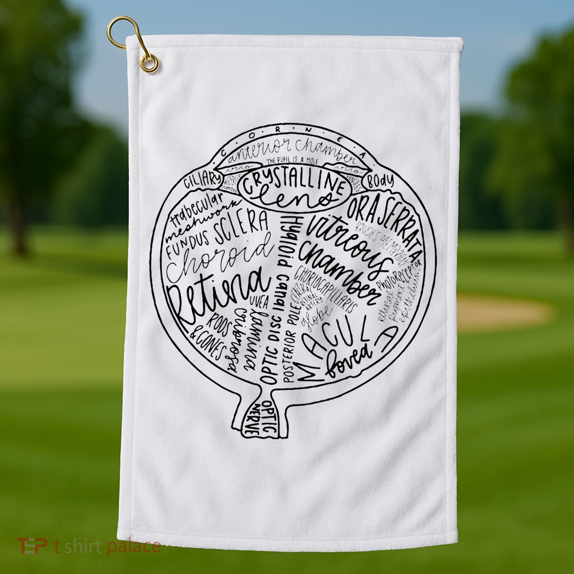 Optometrist Retina Tech Eyeball Anatomy Optician Eye Doctor Golf Towel