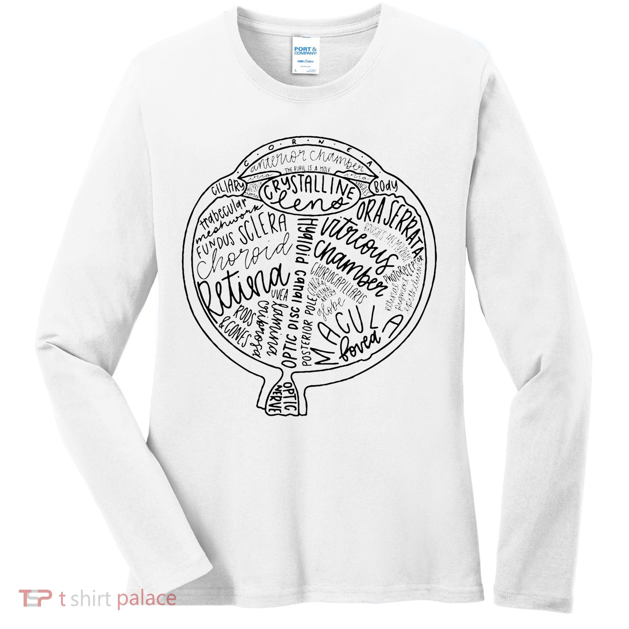 Optometrist Retina Tech Eyeball Anatomy Optician Eye Doctor Women's Long Sleeve Shirt