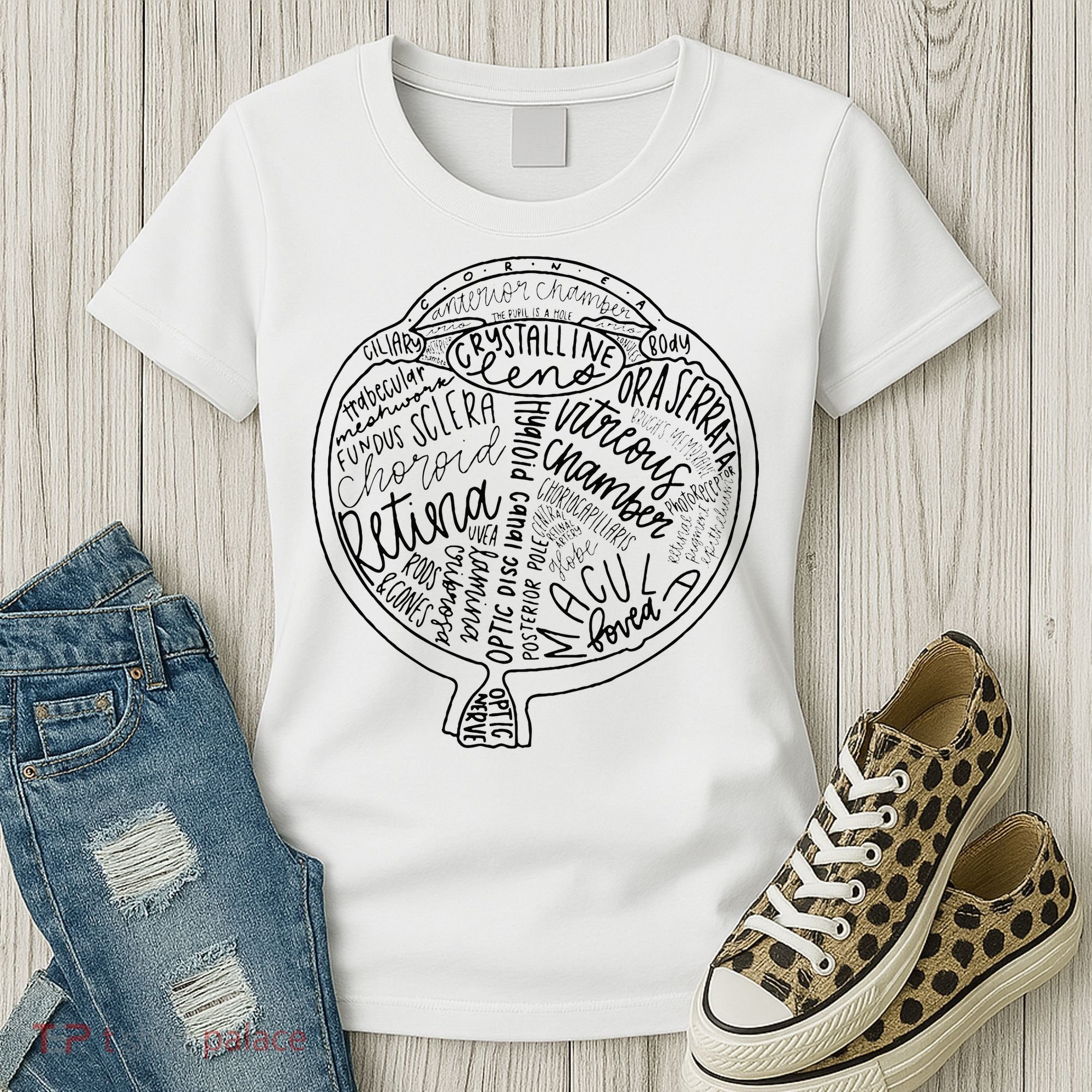 Optometrist Retina Tech Eyeball Anatomy Optician Eye Doctor Women's T-Shirt