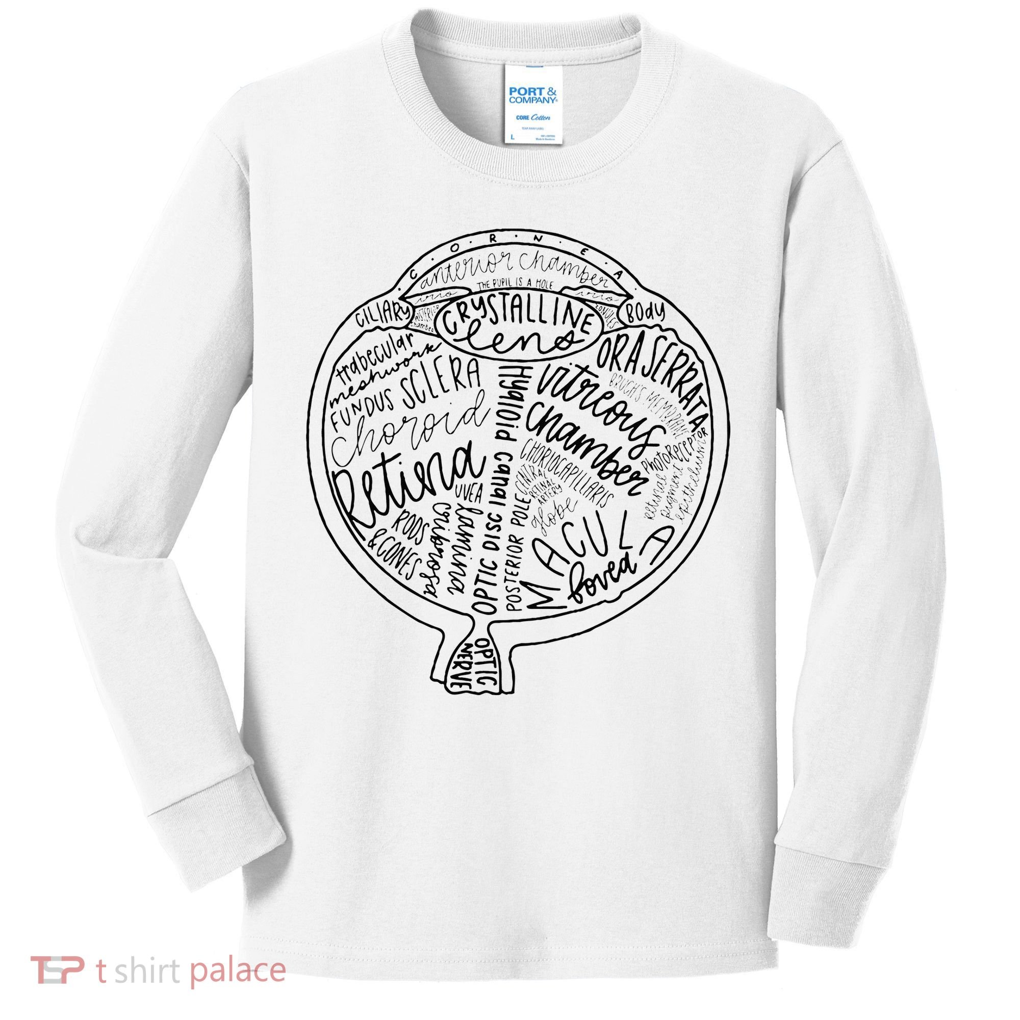 Optometrist Retina Tech Eyeball Anatomy Optician Eye Doctor Kids Long Sleeve Shirt