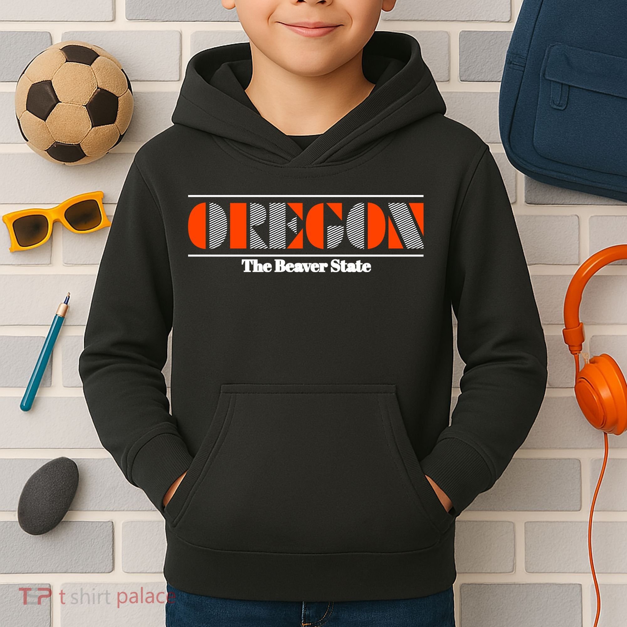 Oregon Retro The Beaver State Logo Kids Hoodie