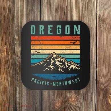 Oregon Retro Vintage Portland Home State Mountains Coaster