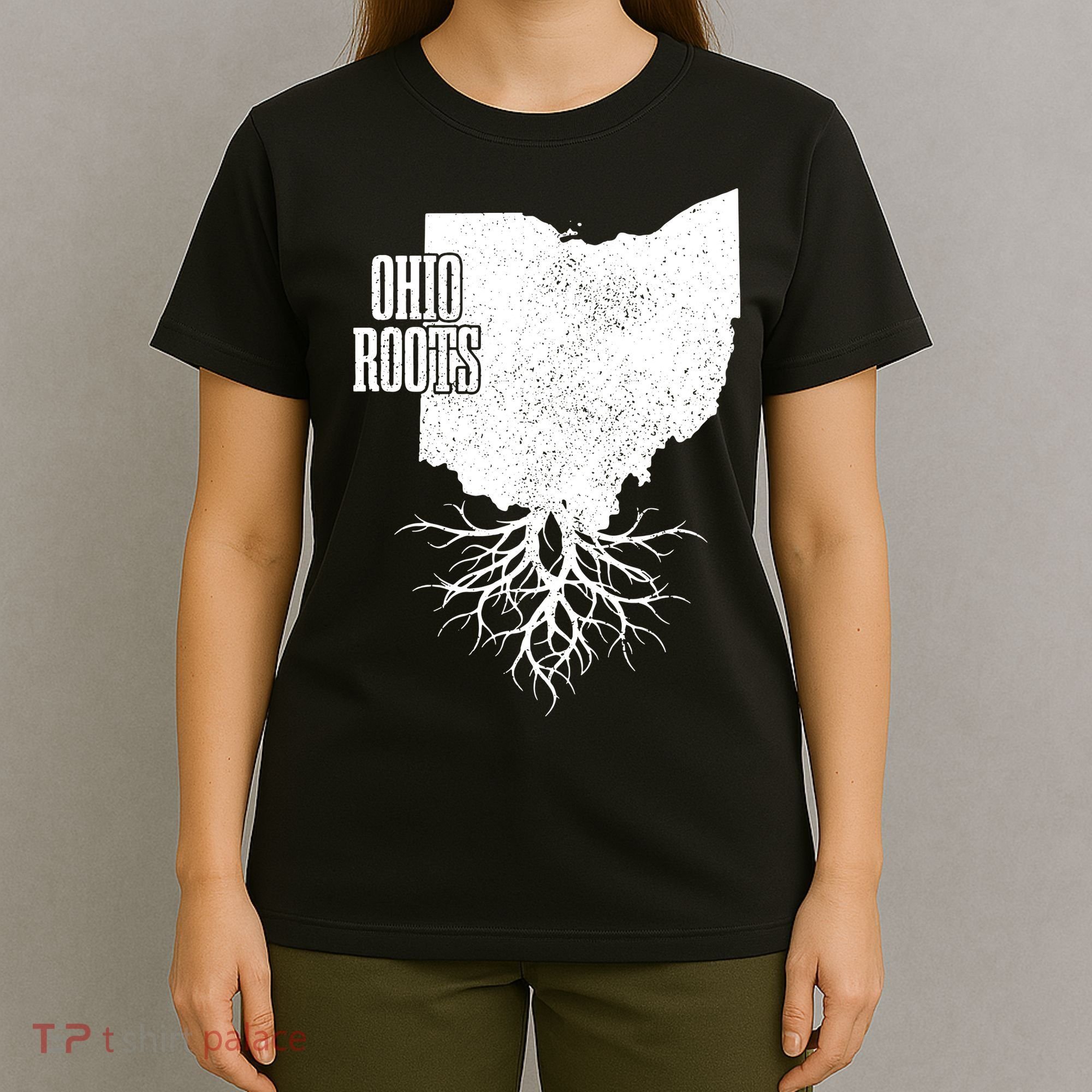 Ohio Roots Vintage Usa Patriotic Pride State Map T-Shirt