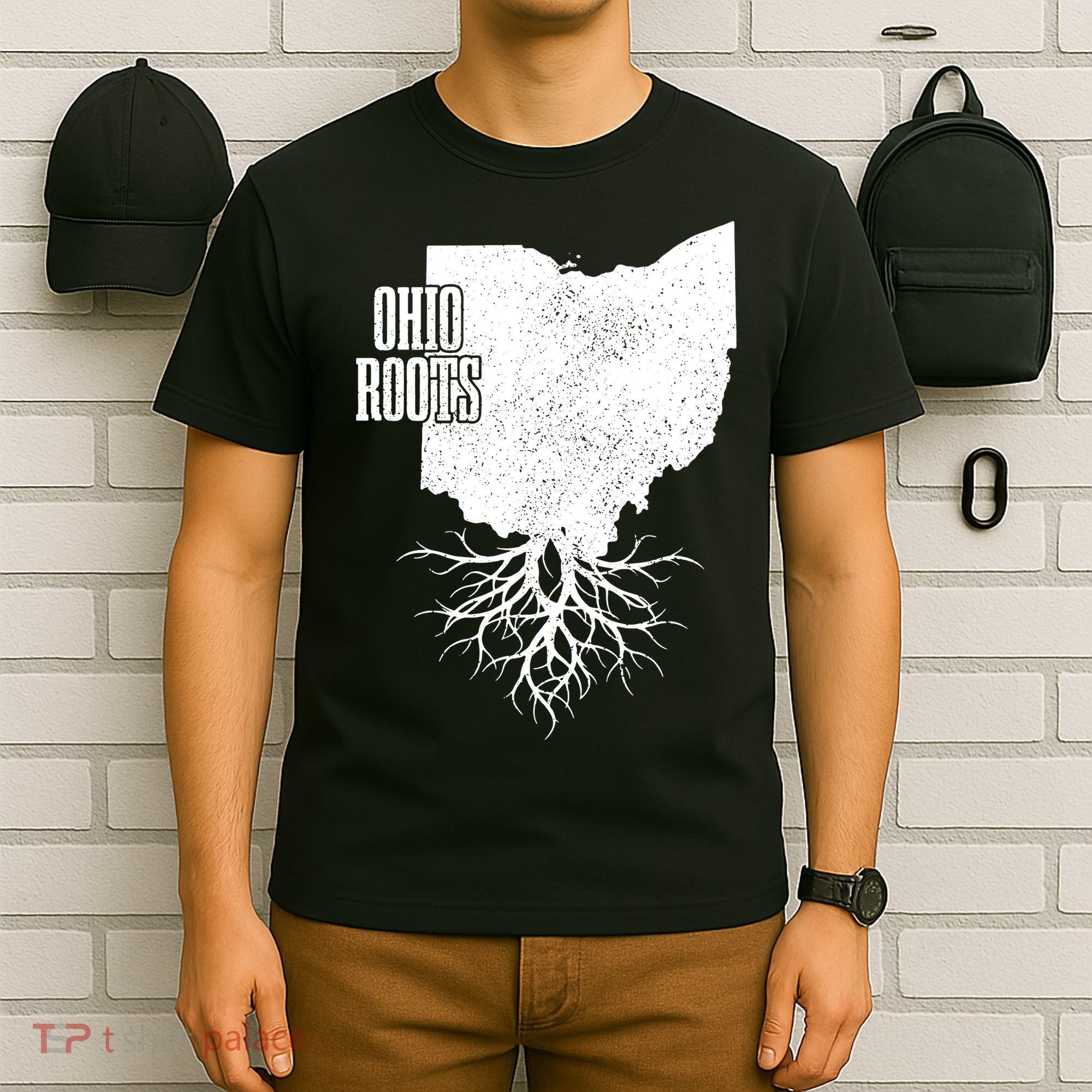 Ohio Roots Vintage Usa Patriotic Pride State Map T-Shirt