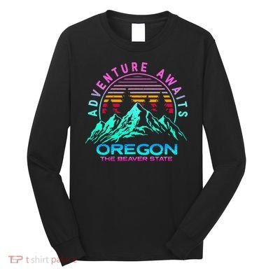 Oregon Retro Vintage Mountain Outdoors State Long Sleeve Shirt