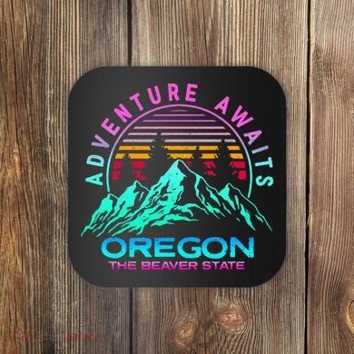 Oregon Retro Vintage Mountain Outdoors State Coaster