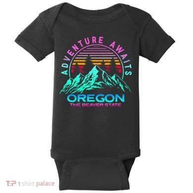 Oregon Retro Vintage Mountain Outdoors State Baby Bodysuit