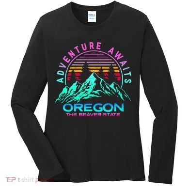 Oregon Retro Vintage Mountain Outdoors State Women's Long Sleeve Shirt