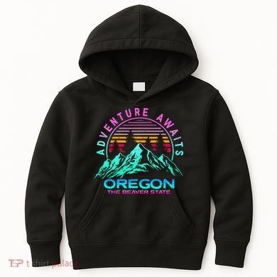 Oregon Retro Vintage Mountain Outdoors State Kids Hoodie