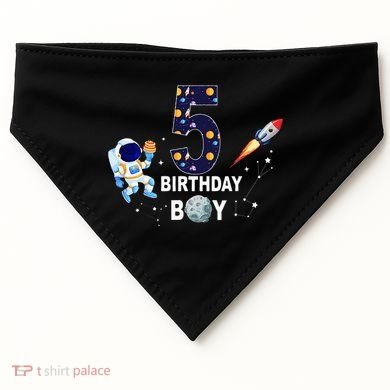 Outer Space 5th Birthday 5 Year Old Solar System Astronaut USA-Made Doggie Bandana
