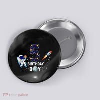 Outer Space 5th Birthday 5 Year Old Solar System Astronaut Button thumb 0