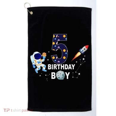 Outer Space 5th Birthday 5 Year Old Solar System Astronaut Golf Towel