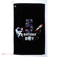 Outer Space 5th Birthday 5 Year Old Solar System Astronaut Golf Towel thumb 0