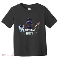 Outer Space 5th Birthday 5 Year Old Solar System Astronaut Toddler T-Shirt thumb 0