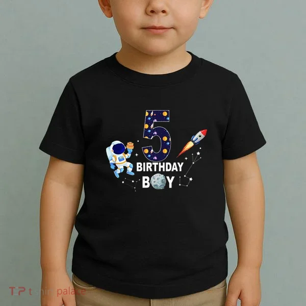 Outer Space 5th Birthday 5 Year Old Solar System Astronaut Toddler T-Shirt