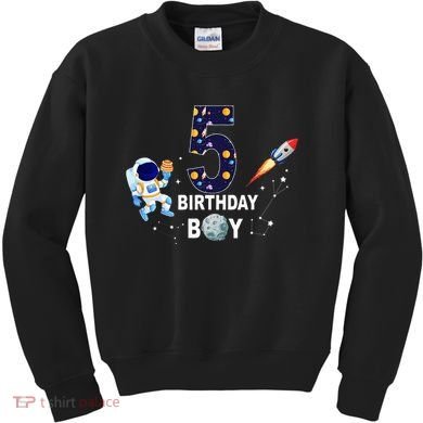 Outer Space 5th Birthday 5 Year Old Solar System Astronaut Kids Sweatshirt
