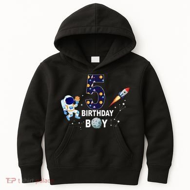 Outer Space 5th Birthday 5 Year Old Solar System Astronaut Kids Hoodie