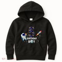 Outer Space 5th Birthday 5 Year Old Solar System Astronaut Kids Hoodie thumb 0