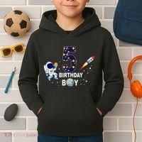 Outer Space 5th Birthday 5 Year Old Solar System Astronaut Kids Hoodie thumb 2