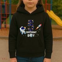 Outer Space 5th Birthday 5 Year Old Solar System Astronaut Kids Hoodie thumb 3