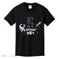 Outer Space 5th Birthday 5 Year Old Solar System Astronaut Kids T-Shirt thumb 0